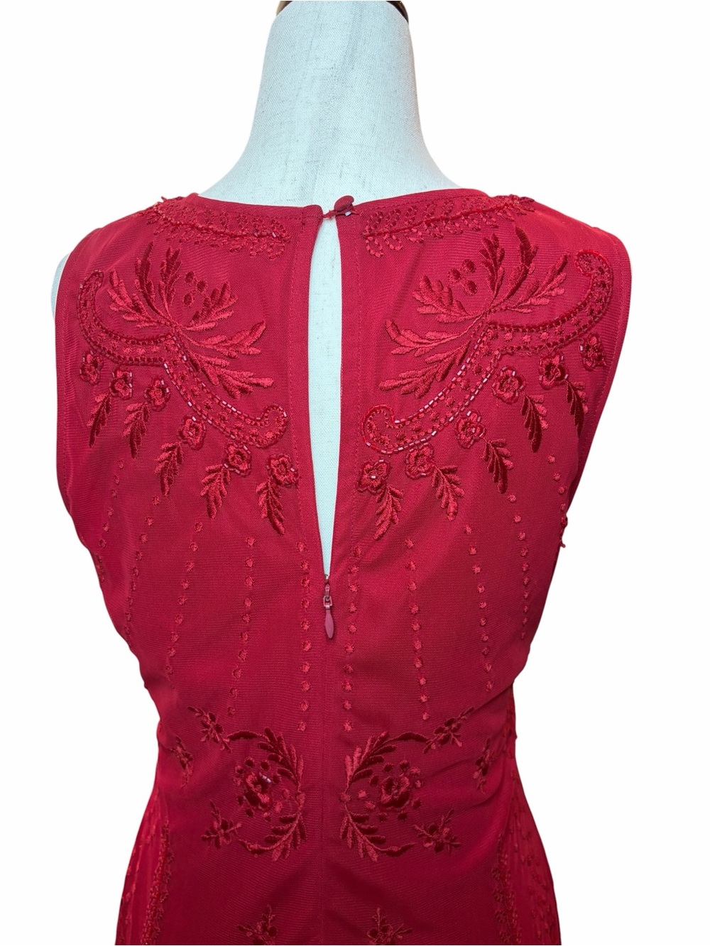 Aidan Mattox Embroidered Mesh Drop Waist Dress - Picture 8 of 12